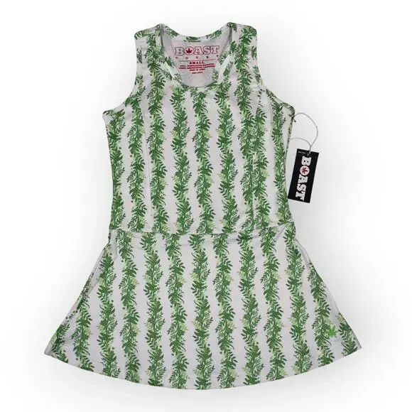 BOAST USA Girls Small Tennis Flora P Dress White Green Racerback Mini NWT - Picture 8 of 16